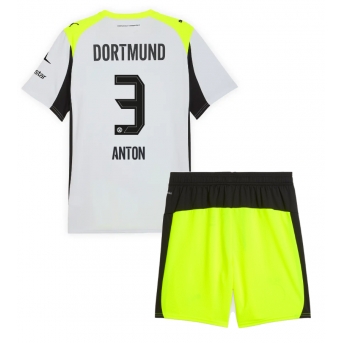 Billige Fotballdrakt Borussia Dortmund Waldemar Anton #3 Replika Bortedraktsett Barn 2025-26 Kortermet (med bukser)